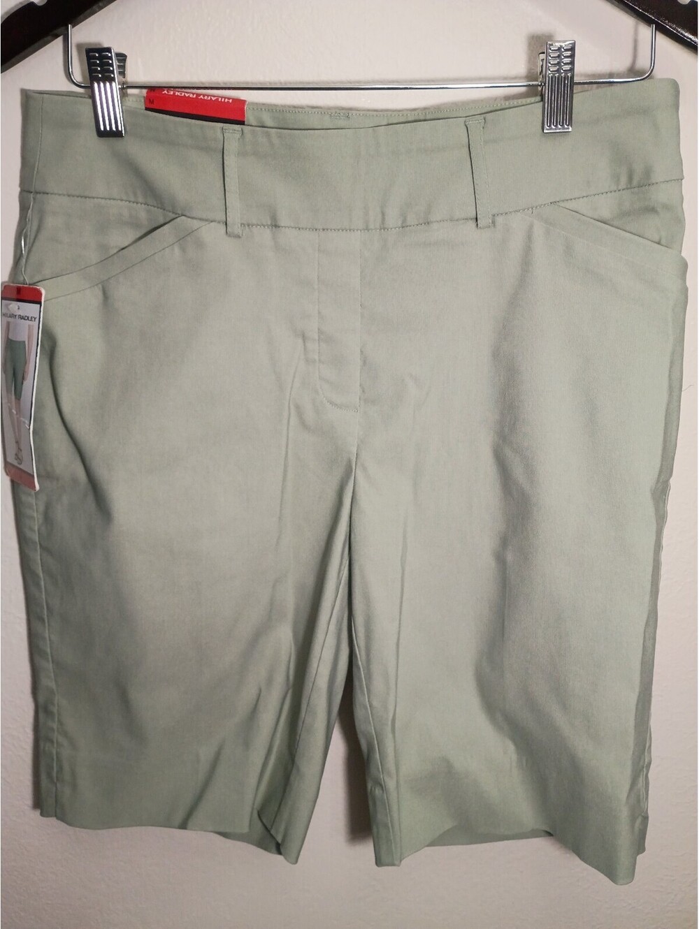 Hilary Radley Sage Green Bermuda Shorts with 9 Inch Inseam, Size M